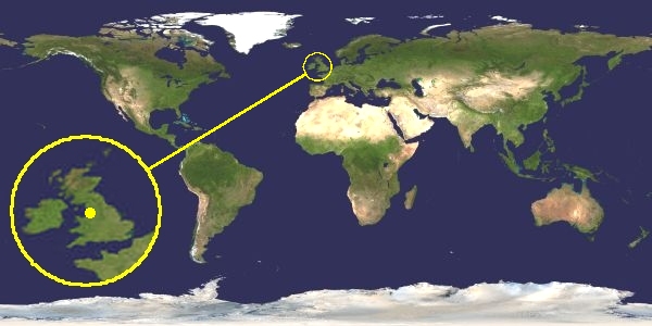 Earth with Blackpool shown