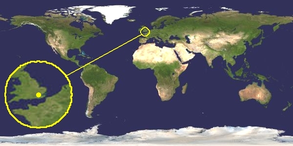Earth with London shown