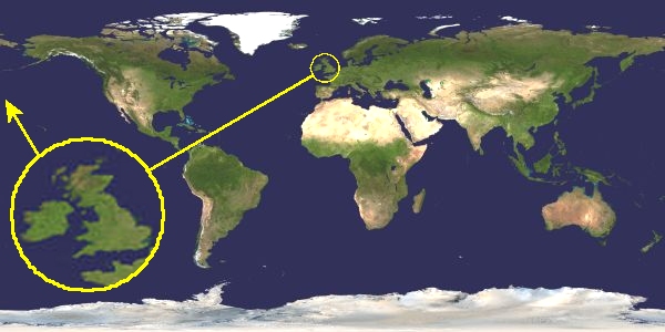 Earth with UK arrow